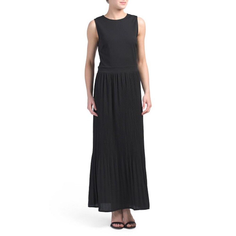 Vanessa Zani Pleated Scuba Maxi Dress